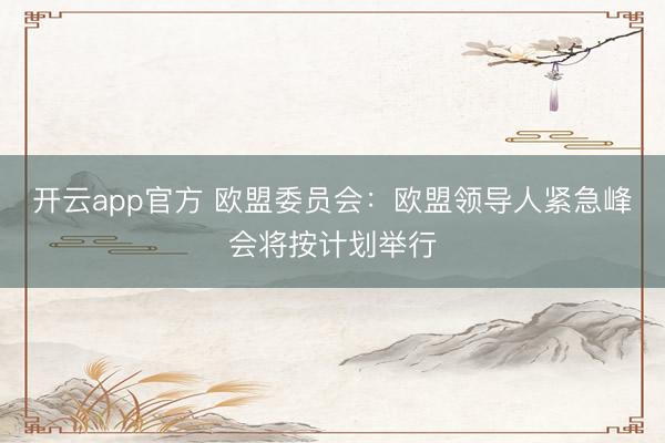 开云app官方 欧盟委员会：欧盟领导人紧急峰会将按计划举行