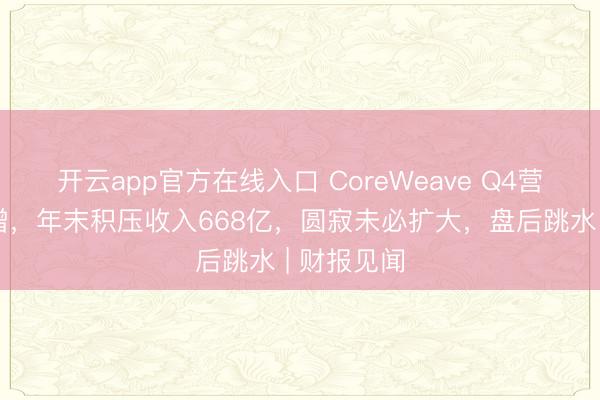 开云app官方在线入口 CoreWeave Q4营收翻倍猛增，年末积压收入668亿，圆寂未必扩大，盘后跳水 | 财报见闻