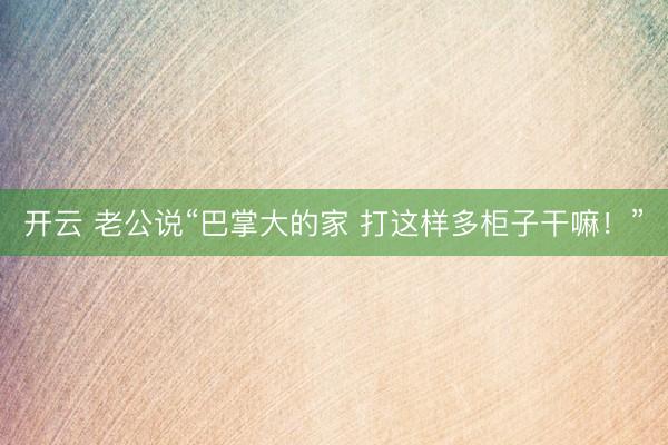 开云 老公说“巴掌大的家 打这样多柜子干嘛！”