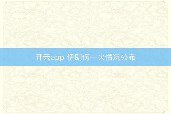 开云app 伊朗伤一火情况公布