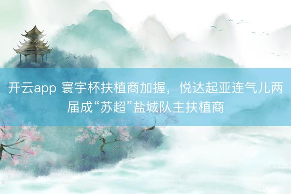 开云app 寰宇杯扶植商加握，悦达起亚连气儿两届成“苏超”盐城队主扶植商