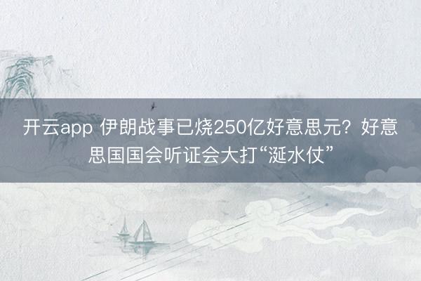 开云app 伊朗战事已烧250亿好意思元？好意思国国会听证会大打“涎水仗”