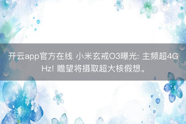 开云app官方在线 小米玄戒O3曝光: 主频超4GHz! 瞻望将摄取超大核假想。