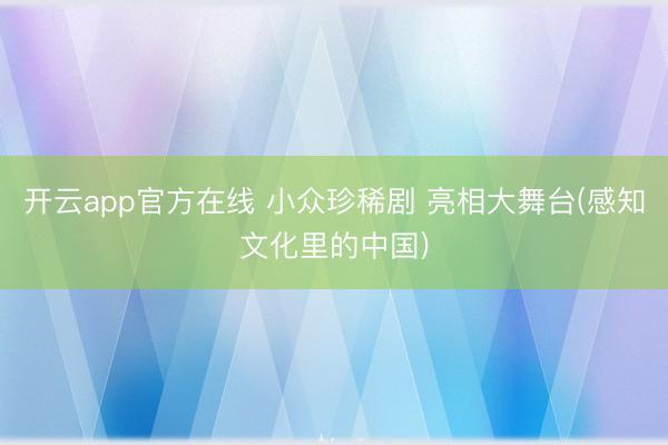 开云app官方在线 小众珍稀剧 亮相大舞台(感知文化里的中国)