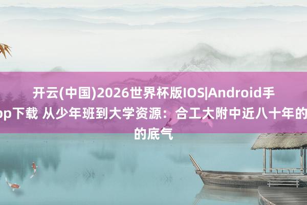 开云(中国)2026世界杯版IOS|Android手机app下载 从少年班到大学资源：合工大附中近八十年的底气