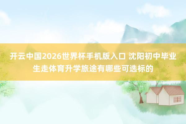 开云中国2026世界杯手机版入口 沈阳初中毕业生走体育升学旅途有哪些可选标的