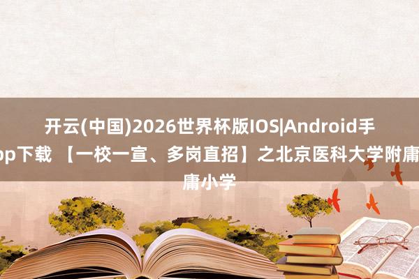 开云(中国)2026世界杯版IOS|Android手机app下载 【一校一宣、多岗直招】之北京医科大学附庸小学