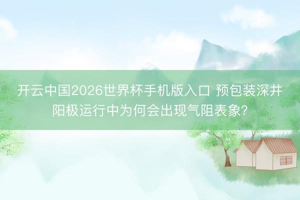 开云中国2026世界杯手机版入口 预包装深井阳极运行中为何会出现气阻表象？