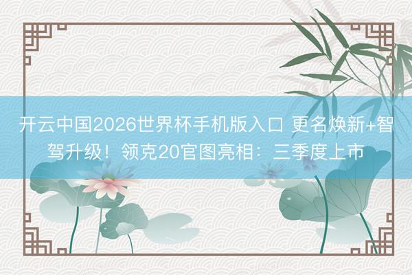 开云中国2026世界杯手机版入口 更名焕新+智驾升级!领克20官图亮相:三季度上市