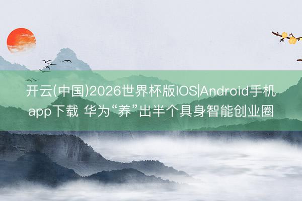 开云(中国)2026世界杯版IOS|Android手机app下载 华为“养”出半个具身智能创业圈