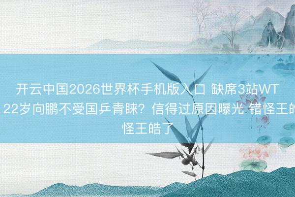 开云中国2026世界杯手机版入口 缺席3站WTT！22岁向鹏不受国乒青睐？信得过原因曝光 错怪王皓了