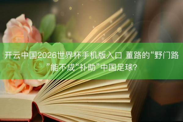 开云中国2026世界杯手机版入口 董路的“野门路”能不成“补助”中国足球？