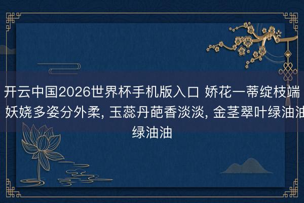 开云中国2026世界杯手机版入口 娇花一蒂绽枝端， 妖娆多姿分外柔， 玉蕊丹葩香淡淡， 金茎翠叶绿油油